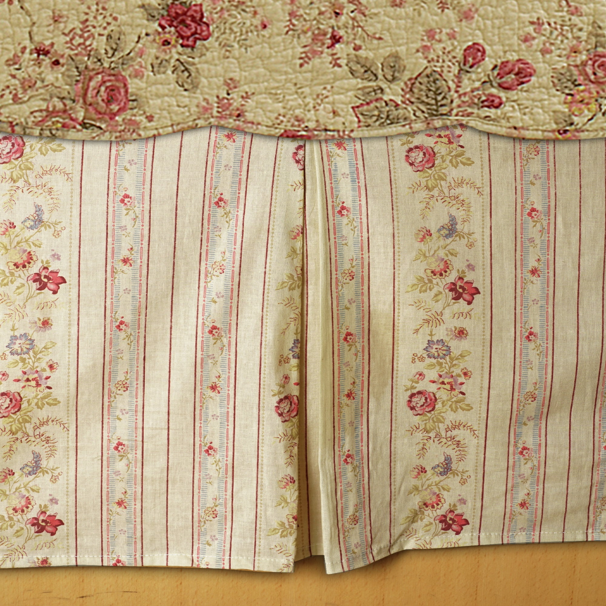 Global Trends Antique Rose 100% Cotton Traditional Tailored Bed Skirt 15-inch L, Twin