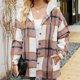thumbnail image 1 of Puntoco Camiseta de manga para mujer Ropa de abrigo holgada con frente abierto Abrigo con capucha a cuadros tops Chaqueta Puntoco Puntoco-1590, 1 of 6