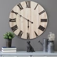 thumbnail image 2 of Stratton Home Decor Distressed White Wood Wall Clock, 2 of 2