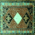 thumbnail image 1 of Ahgly Company Machine Washable Indoor Square Persian Turquoise Blue Traditional Area Rugs, 4' Square, 1 of 4