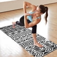 thumbnail image 6 of Black Geometric Diamond Wave Pattern Hot Yoga Mat Towel Non Slip for Hot Yoga - Quick-Drying Yoga Mat Cover with 4 Corner Pockets with Travel Bag - Hot Yoga Towel Non Slip 74"x26", 6 of 6