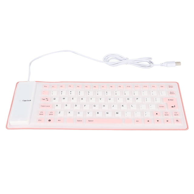 Teclado de Silicona NikouMX Diseño completamente sellado Ligero Portátil silencioso USB rosa