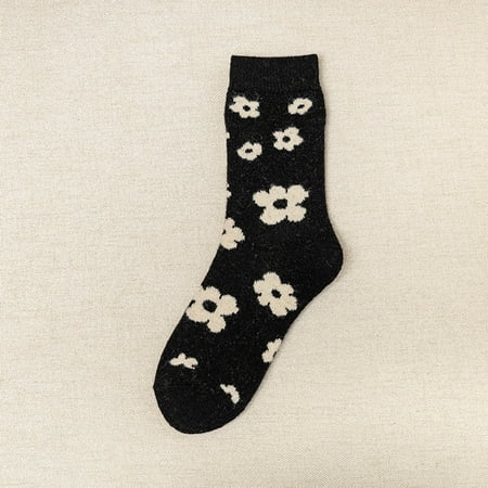 

Qazqa Women Socks Wool Keep Warm Winter Socks Soft Flowers Star Black Socks