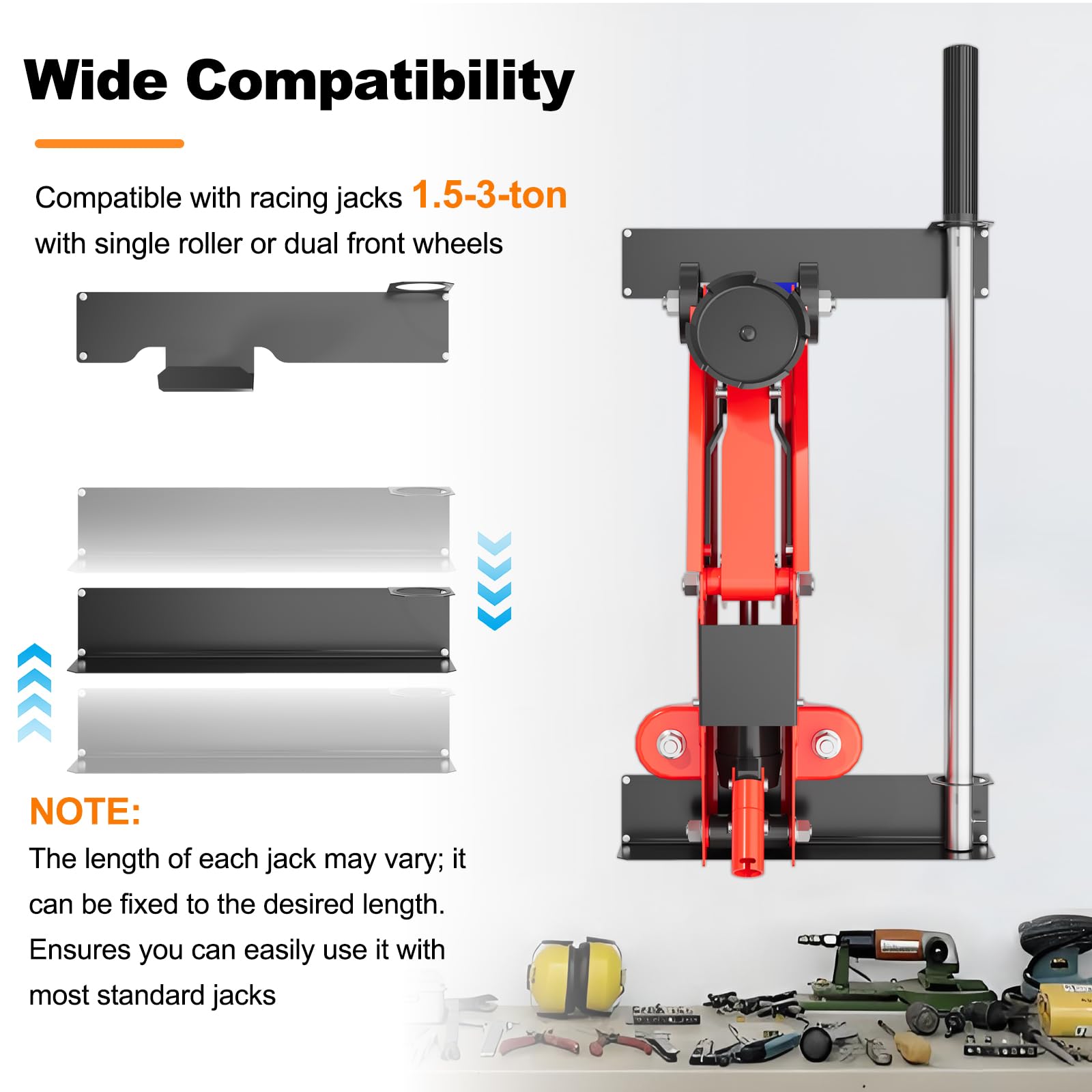 Wall-Mounted Floor Jack Stand Storage Compatible with Racing Jacks From 1.5-3 tons