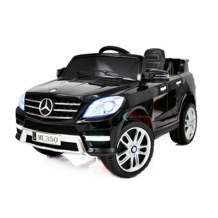 - Electric power 12V car Mercedes ML350 Ride on toy for Kids with Remote Control LED lights Leather Seat MP3 Opening doors - Black