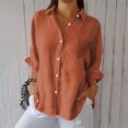 thumbnail image 2 of Clean Womens Cotton Linen T-Shirts Summer Front Button Collared Shirt 3/4 Length Sleeve Tops Pure Basic Tunic Blouses Loose Relaxed Fit T Shirts Light Breathable Going Out Tee, 2 of 6