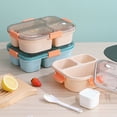 thumbnail image 4 of TidBay 1 Set 1100/1550ML Bento Box 3/4 Grids Good Sealing Buckle Closure Heat Resistance Fresh-Keeping Microwavable Lunch Container Office Supply, 4 of 7