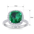 thumbnail image 5 of SuperJeweler 5 1/2 Carat Cushion Cut Created Emerald and Halo Diamond Ring In Sterling Silver For Women, 5 of 6