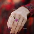 thumbnail image 3 of Cushion Cut Pink Sapphire Sapphire & Priencess Diamond Vintage Ring, Wedding Ring, 925 Sterling Silver, September Birthstone Vintage Handmade Ring, Art Deco Ring, 3 of 4