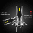 thumbnail image 4 of 4Pcs Car H7 LED Bulbs Light Lamp White 6000K 80W CSP Chip 6SMD Motorcycle Fog Lamp 1860 16000LM Running Light, 4 of 10