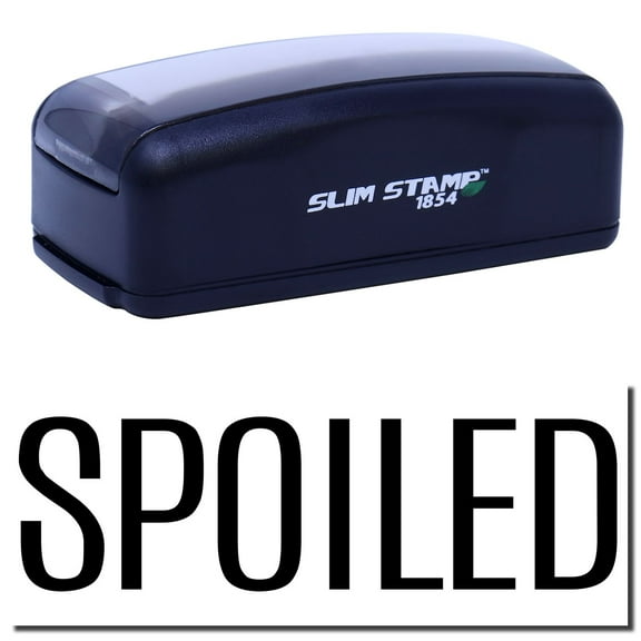 Large Pre-Inked Spoiled Stamp, Slim 1854, Ultra Slim Design, Impression Size 1-13/16" by 2-1/2", Up to 25,000 Impressions - Black Ink
