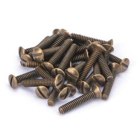 Henne Bery 34 Long 6-32 Thread, Oval Head Milled Slot Replacement Wall Plate Screws, 30 Pack, Antique Brass