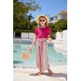 thumbnail image 4 of Arshiner Tween Girls Square Neck Puff Sleeve Pink Tops and Wide Leg Pants Set with Pockets Size 13-14 Years, 4 of 6