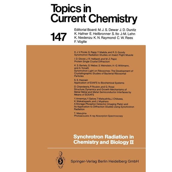 Topics in Current Chemistry Synchrotron Radiation in Chemistry and Biology II, Book 147, (Paperback)