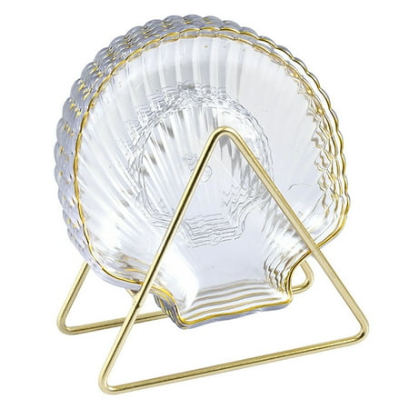 

Small Appetizer Plates Transparent Starfish / Shell Shape Trays Set With Holder Stand for