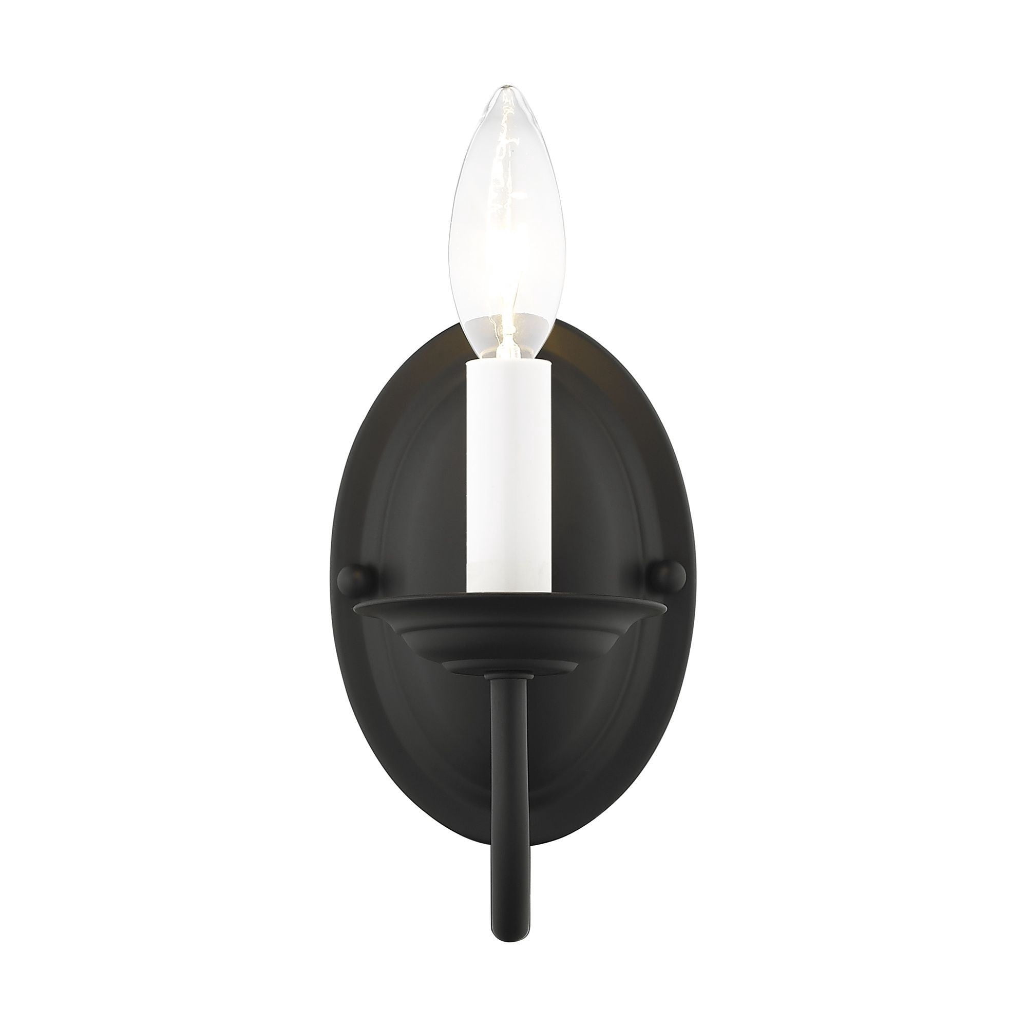 4151-04 Livex Lighting Home Basics - 1 Light Wall Sconce in Farmhouse Style - 4.25 Inches wide by 7 Inches high-Black Finish