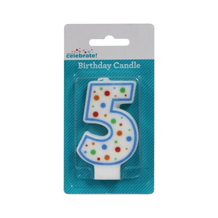 Way to Celebrate! Assorted Colors Birthday Candle, Number 5