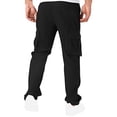 thumbnail image 3 of GuangCheng Mens Pull On Cargo Joggers,Ribbed Textured,Elastic Waist,Multi Pocket,Pull On锛孋asual Sport Pants,Black,Size 3XL, 3 of 4