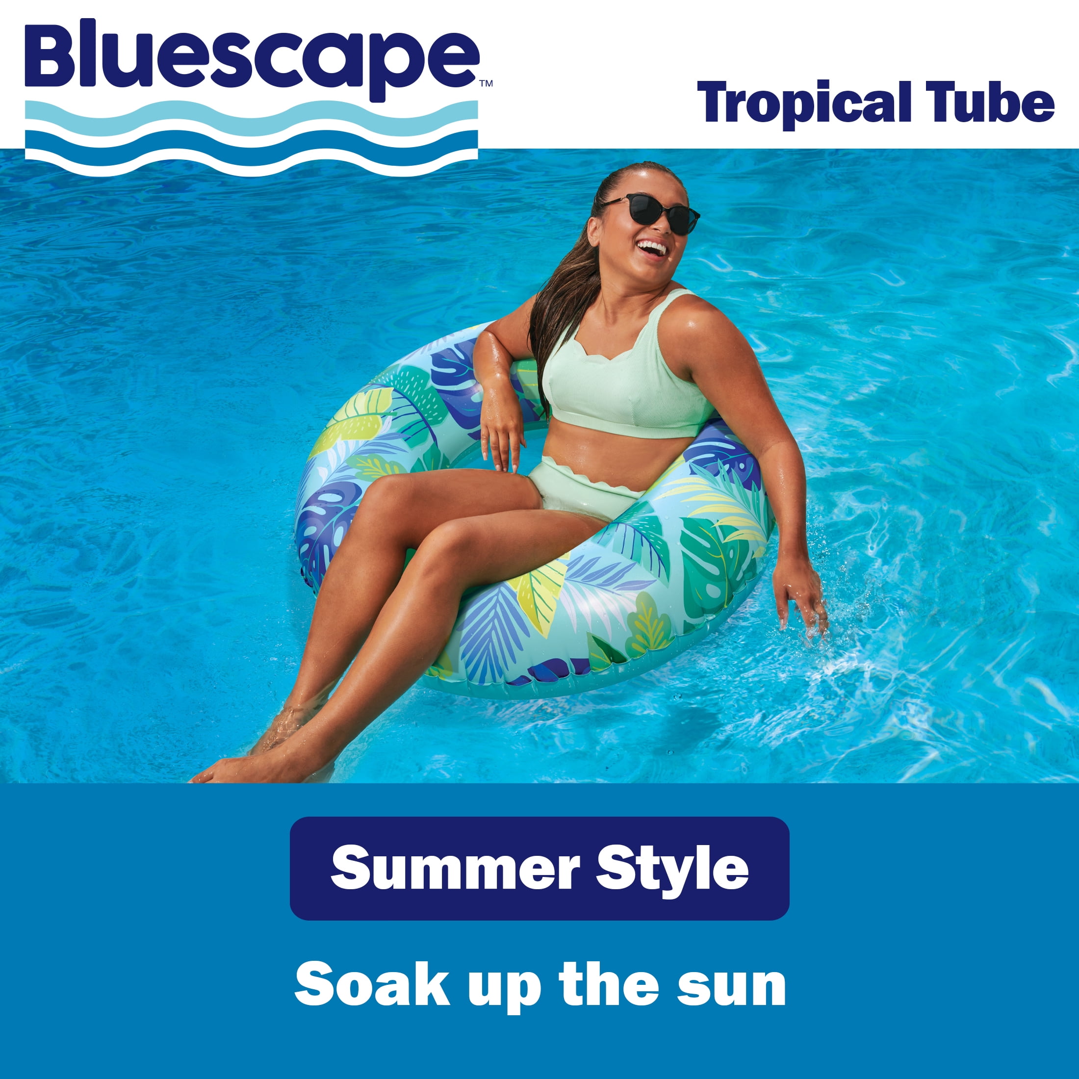 Bluescape Blue Tropical Inflatable Swim Tube Pool Float, for Kids & Adults, Age 9 & up, Unisex