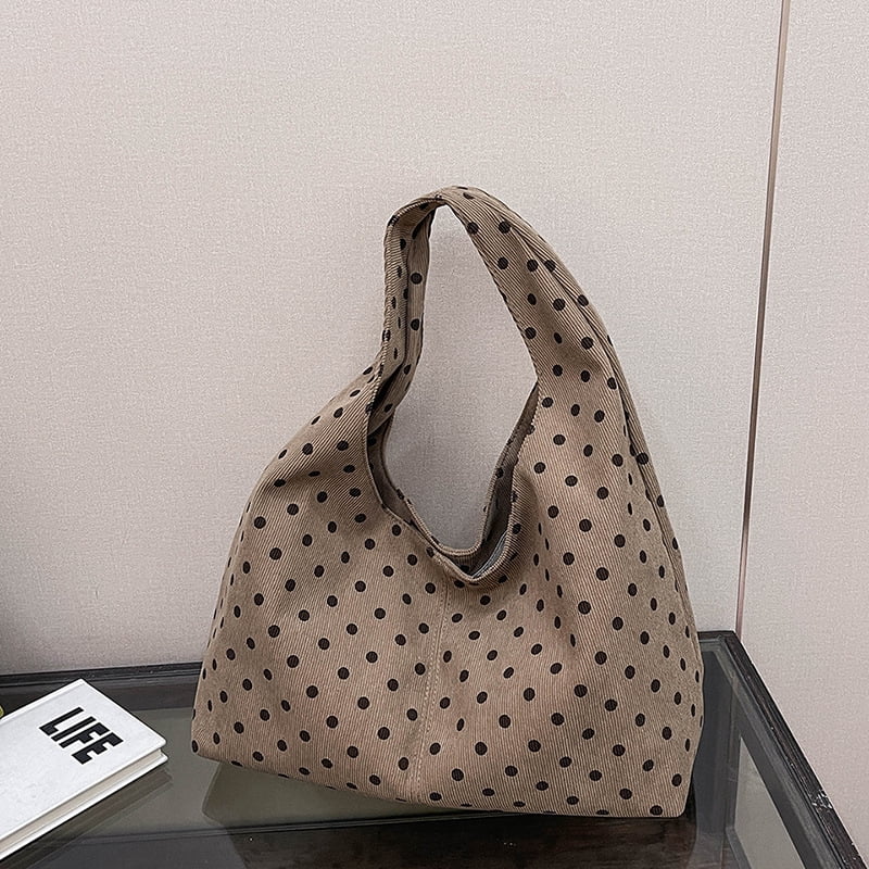 SPEKSEE Polka Dot Hobo Bag for Women Trendy Slouchy Shoulder Bag Soft Handbag Underarm Purse For Work Travel