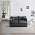 thumbnail image 5 of Modern Gray Chenille 4-Piece Upholstered Sectional Sofa (220×80×75cm) with 2 Seater Loveseat and Ottomans, 5 of 12