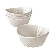 overandback Porcelain Serve Bowl, Diamond Texture, Set of 4, White