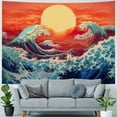 thumbnail image 4 of PRATYUS  Ocean Wave Tapestry Sunset Tapestry 3D Great Wave Tapestry Japanese Tapestry for Room 60x50inch, 4 of 6