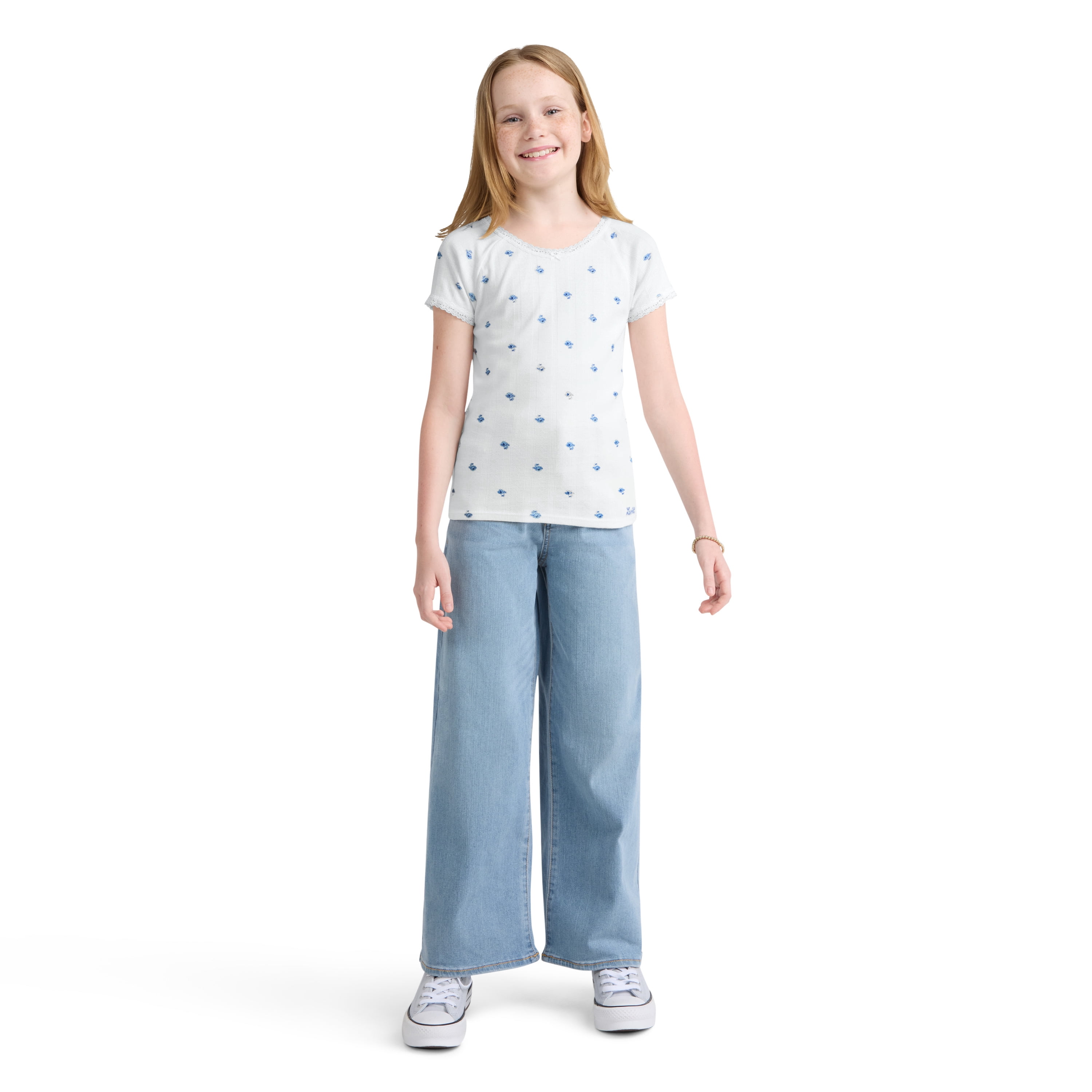 Levi Girls Short Sleeve Ditsy Print Knit Top, Sizes 7-16