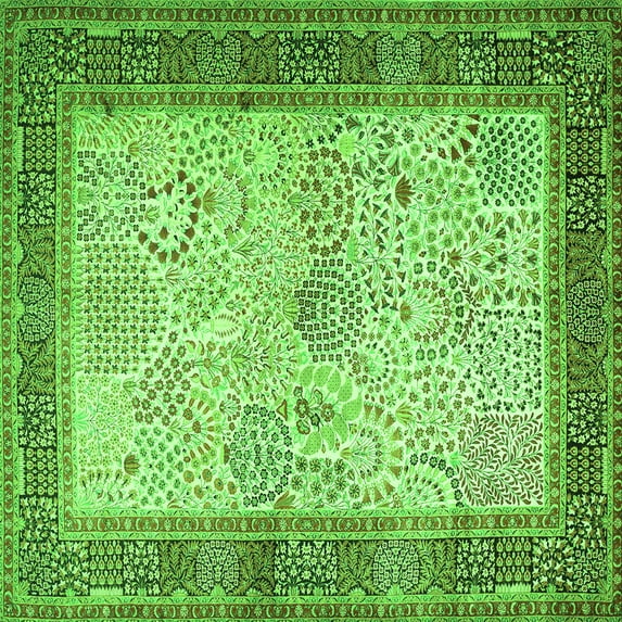 Ahgly Company Indoor Square Persian Green Traditional Area Rugs, 3' Square