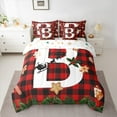 thumbnail image 2 of Manfei Christmas Monogrammed B Twin Bedding Sets 7-Piece, Cartoon Gingerbread Man Bedding Comforter Set, Teens Kids Child Reversible Sheet Sets, Super Cozy Room Decor, 2 of 7