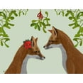 thumbnail image 2 of Fab Funky 32x26 Gold Ornate Wood Framed with Double Matting Museum Art Print Titled - Foxes and Mistletoe, 2 of 4