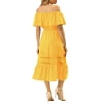 thumbnail image 3 of INSPIRE CHIC Women's Dress Flutter Sleeve Off The Shoulder Ruffle Lace Insert Maxi Dresses M Saffron Yellow, 3 of 8