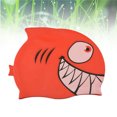 thumbnail image 3 of Kid Children's Elastic Silicone Fish Shaped Swimming Cartoon Shark Shaped Waterproof Swimming Hat (Shark, Red), 3 of 8