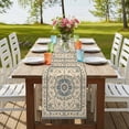 thumbnail image 4 of Boho Blue 70 Inch Table Runner, Southwestern Ethnic Geometric Rustic Farmhouse Dresser Scarf Cotton & Linen Tablerunner for Dining/Kitchen Island/Holiday Party Décor 13" x 70", 4 of 9