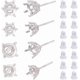 thumbnail image 1 of 4 pares de pendientes de plata de ley 925 con engarce de garra, de platino, con 50 tuercas de plástico., 1 of 7