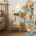 thumbnail image 6 of 28in Tall Bamboo Side Table 3-Tier Small Narrow End Table, Skinny Nightstand for Small Space, Farmhouse Slim Night Stand with Storage for Couch, Wooden Thin Bedside Table, Natural, 6 of 17