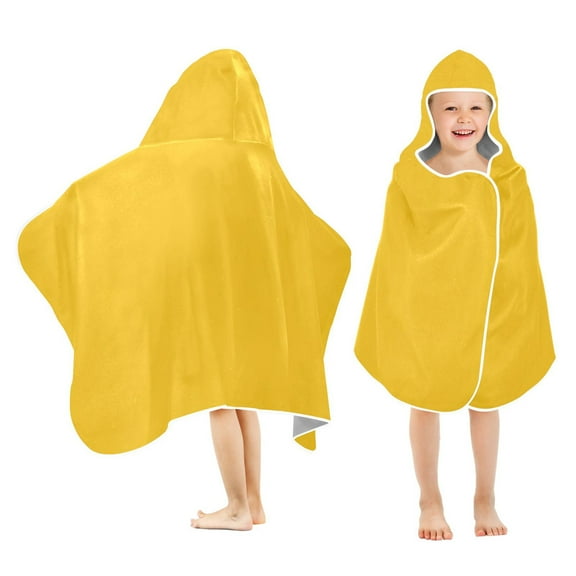 joogoo Solid Yellow Kids Hooded Beach Towel Baby Bath Towel 23.5"x50"