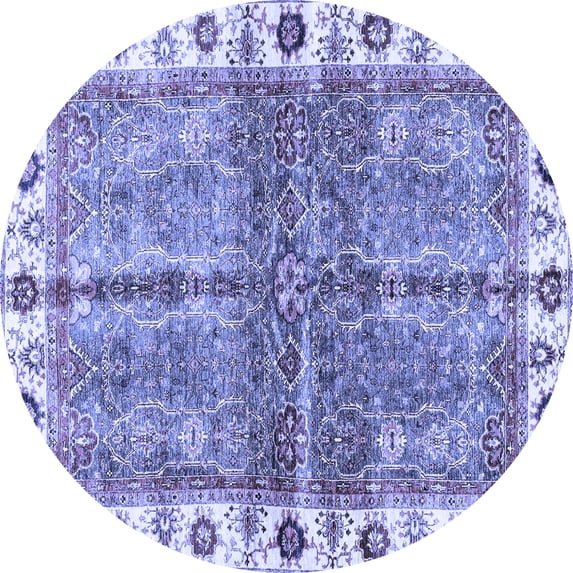 Ahgly Company Indoor Round Oriental Blue Traditional Area Rugs, 8' Round