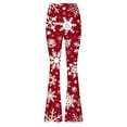 thumbnail image 5 of Babysbule Clearance Fall Womens Chriatmas Jeans Women Snowflake Printed Flare Jeans Button High Waist Bell Bottom Denim Pants, 5 of 5