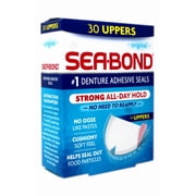 Sea-Bond Secure Denture Adhesive Seals, Original Uppers, Zinc-Free, All-Day-Hold, Mess-Free, 30 Count - 8 Pack