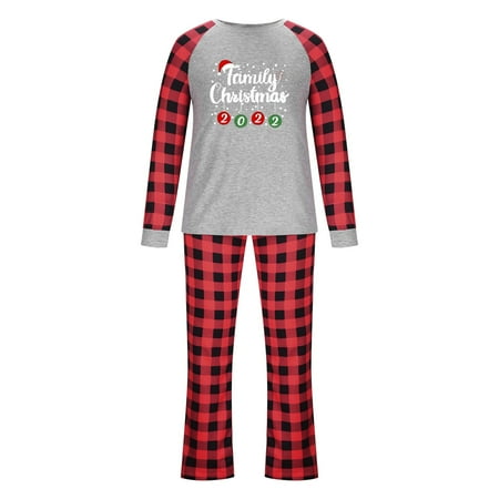 

Daqian Family Matching Pajamas Christmas Men Dad Printed Blouse Round-Neck Tops+Pants Family Matching Pajamas Set Family Christmas Pajamas Clearance Red 8(L)