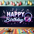 thumbnail image 7 of Music Notes Happy Birthday Banner Glitter Design Headphones Celebration for Birthday Party Musical Event Indoor Decor, 7 of 7