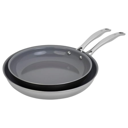 

GHF Clad 2-pc Induction Ceramic Nonstick Frying Pan Set 10-inch Fry Pan and 12-inch Fry Pan Stainless Steel Durable and Easy to clean