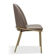 thumbnail image 2 of 20 Inch Set of 2 Dining Chairs, Brass Tubular Frame, Taupe Faux Leather, 2 of 4