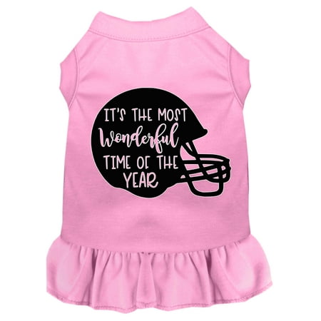 Most Wonderful Time Of The Year (football) Screen Print Dog Dress Light Pink Med
