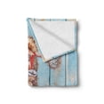 thumbnail image 2 of Letter T Soft Flannel Fleece Throw Blanket, Letter T with Freshwater Invertebrates on Weathered Wood Planks, Cozy Plush for Indoor and Outdoor Use, 60" x 80", Dark Coral Pale Blue, by Ambesonne, 2 of 6