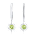 thumbnail image 3 of Rosec Jewels Sunburst Hoop Drop Earrings with Peridot for Women - August Birthstone Earrings, 10K White Gold, 3 of 7