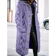 thumbnail image 2 of Women Chunky Cable Knit Long Sleeve Cardigan Fall Winter Oversized Button Down Sweaters with Pocket Purple S, 2 of 7