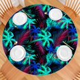 thumbnail image 2 of Hawaiian Sunset Beach Round Tablecloth - Elastic Edge, Waterproof, Scratch-Resistant - Boho Tropical Paradise Table Cover for 48" Outdoor Tables, 2 of 5