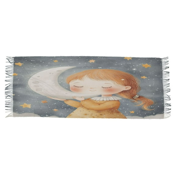 BZSMCE Women Scarf Gril Holding The Moon Simple Pattern Soft Warm Long Large Scarves